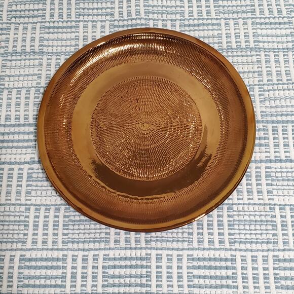 Vintage Creigiau Copper Lustre Plate Studio Pottery Ceramic Hammered MCM Wales - Picture 2 of 11